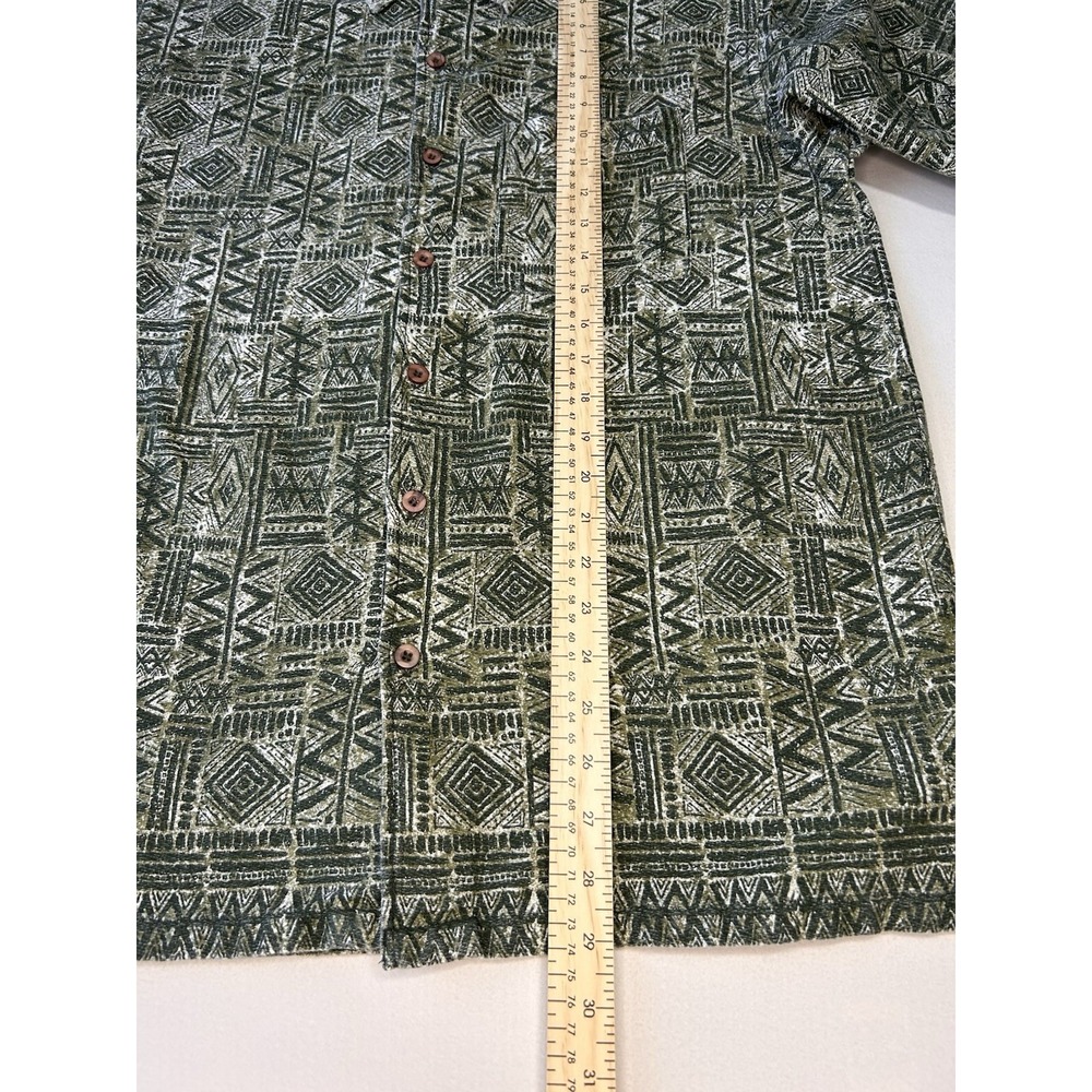 Route 66 Men's M Green Tribal Geometric Cotton Short Sleeve Button Up Shirt - Picture 8 of 10